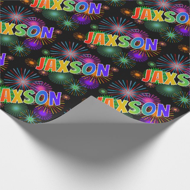 Rainbow Vorname "JAXSON" + Feuerwerk Geschenkpapier (Ecke)