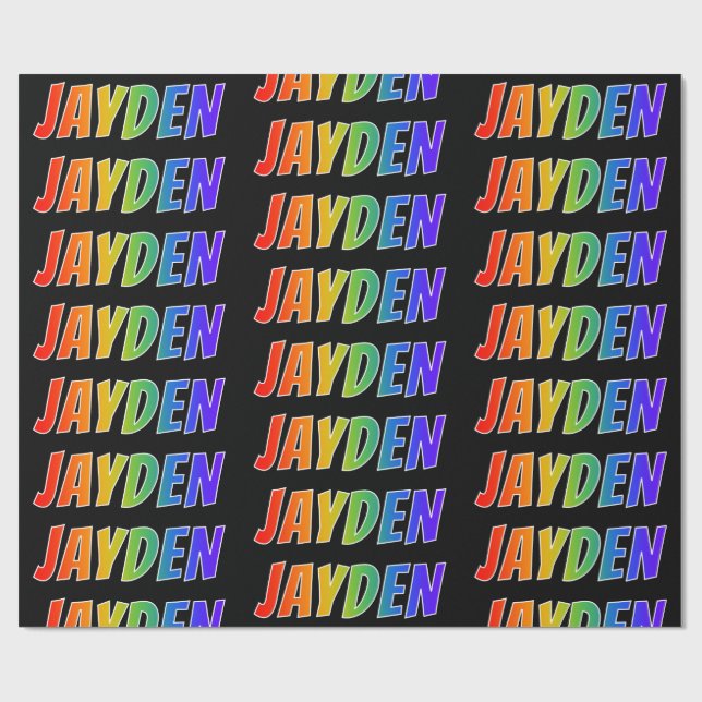 Rainbow Vorname "JAYDEN"; Fun & Colorful Geschenkpapier (Flach)