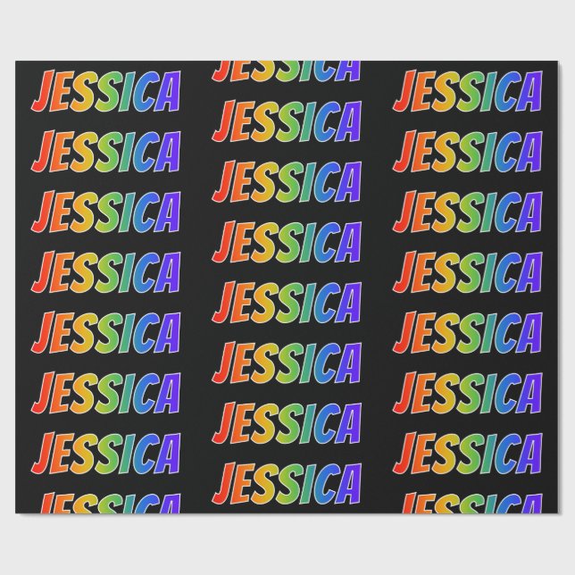 Rainbow Vorname "JESSICA"; Fun & Colorful Geschenkpapier (Flach)