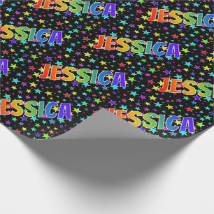 Rainbow Vorname "JESSICA" + Sterne Geschenkpapier