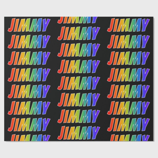 Rainbow Vorname "JIMMY"; Fun & Colorful Geschenkpapier (Flach)