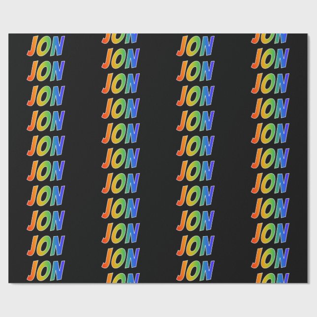 Rainbow Vorname "JON"; Fun & Colorful Geschenkpapier (Flach)