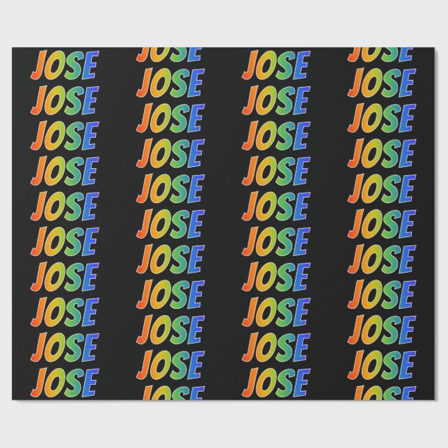 Rainbow Vorname "JOSE"; Fun & Colorful Geschenkpapier (Flach)