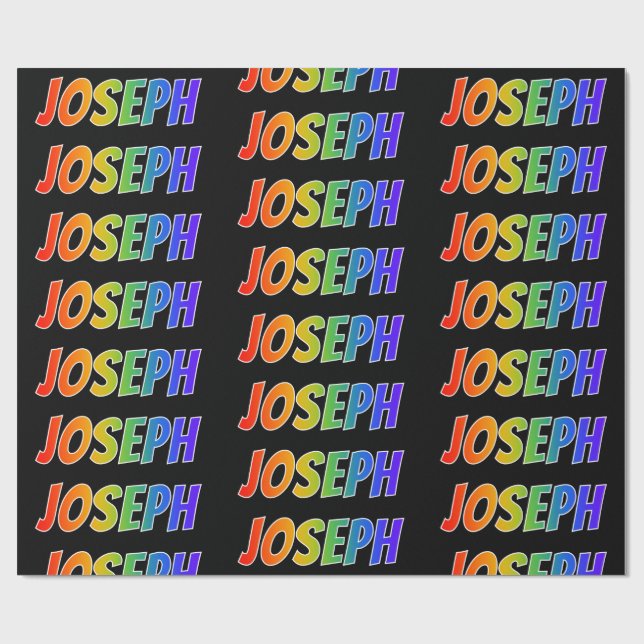 Rainbow Vorname "JOSEPH"; Fun & Colorful Geschenkpapier (Flach)