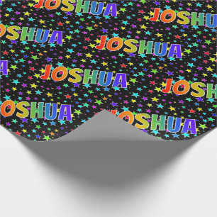 Rainbow Vorname "JOSHUA" + Sterne Geschenkpapier