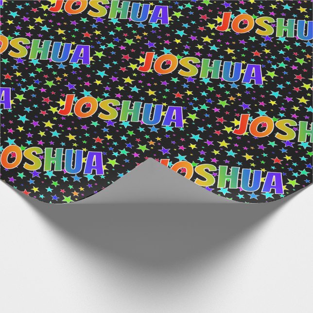 Rainbow Vorname "JOSHUA" + Sterne Geschenkpapier (Ecke)