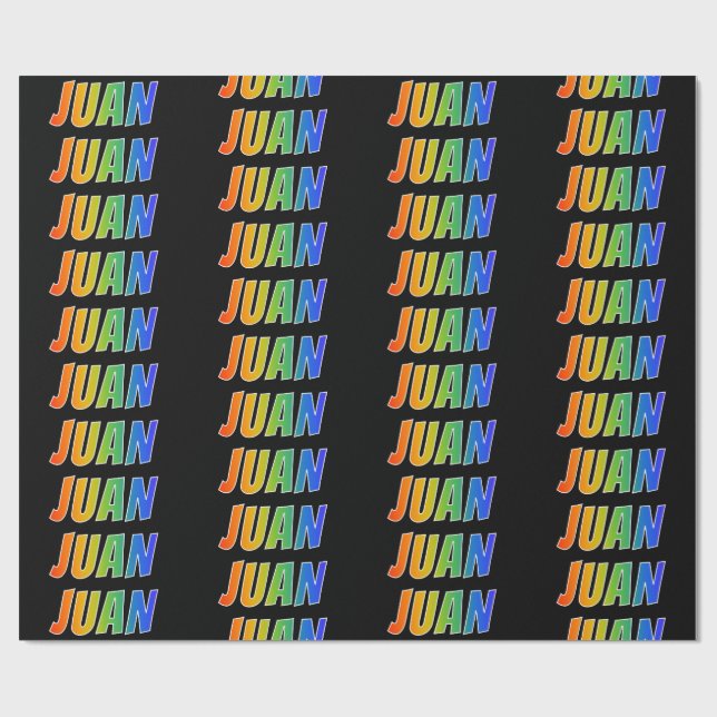 Rainbow Vorname "JUAN"; Fun & Colorful Geschenkpapier (Flach)