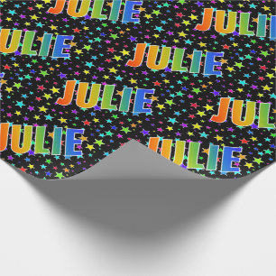 Rainbow Vorname "JULIE" + Sterne Geschenkpapier