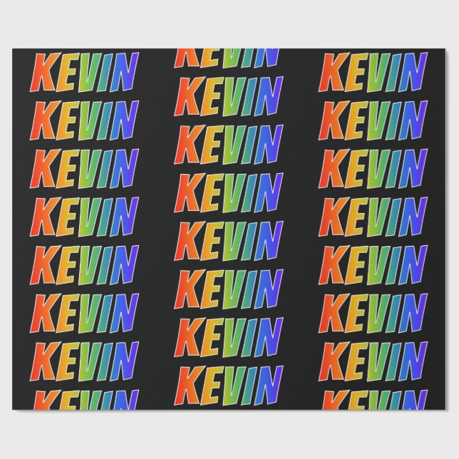 Rainbow Vorname "KEVIN"; Fun & Colorful Geschenkpapier (Flach)