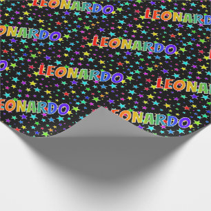 Rainbow Vorname "LEONARDO" + Sterne Geschenkpapier