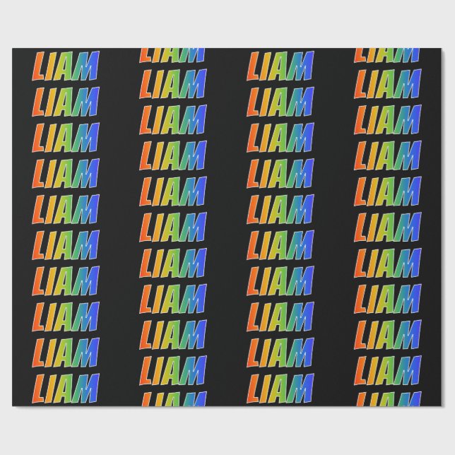 Rainbow Vorname "LIAM"; Fun & Colorful Geschenkpapier (Flach)