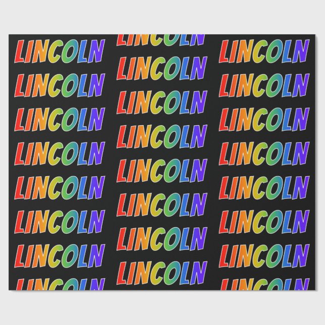 Rainbow Vorname "LINCOLN"; Fun & Colorful Geschenkpapier (Flach)