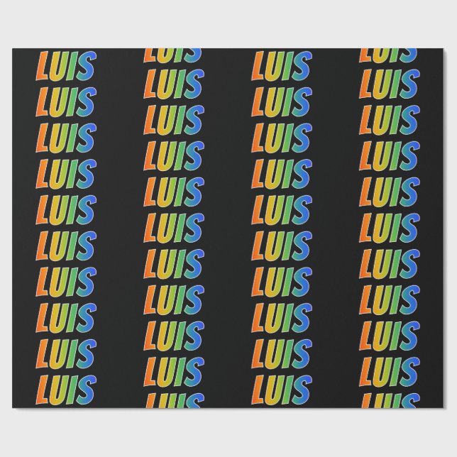 Rainbow Vorname "LUIS"; Fun & Colorful Geschenkpapier (Flach)