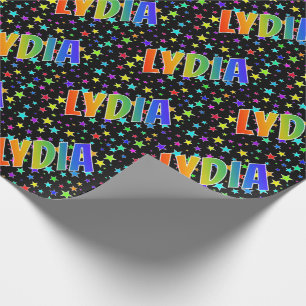 Rainbow Vorname "LYDIA" + Sterne Geschenkpapier