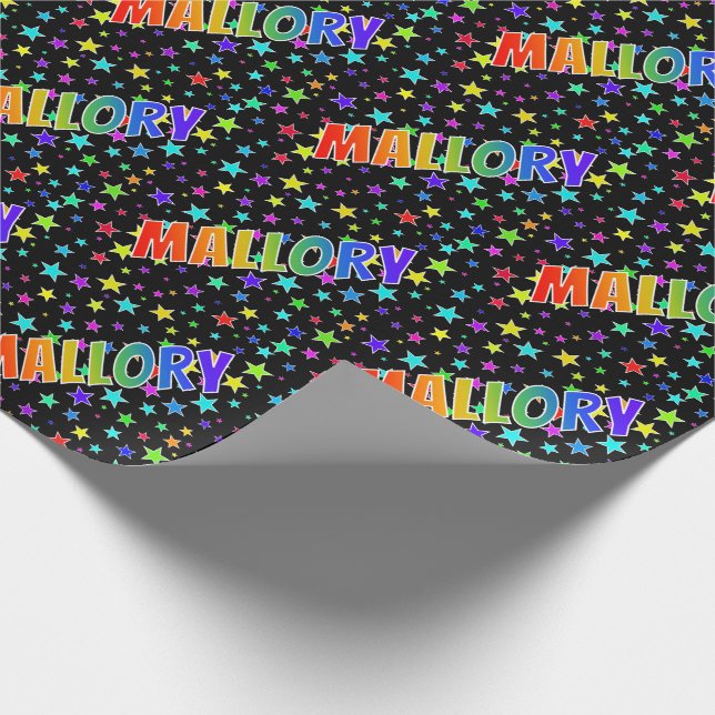 Rainbow Vorname "MALLORY" + Sterne Geschenkpapier (Ecke)