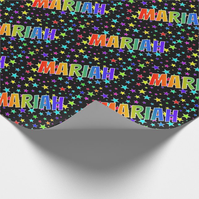 Rainbow Vorname "MARIAH" + Sterne Geschenkpapier (Ecke)