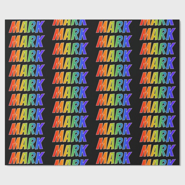 Rainbow Vorname "MARK"; Fun & Colorful Geschenkpapier (Flach)