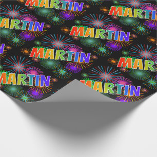 Rainbow Vorname "MARTIN" + Feuerwerkskörper Geschenkpapier