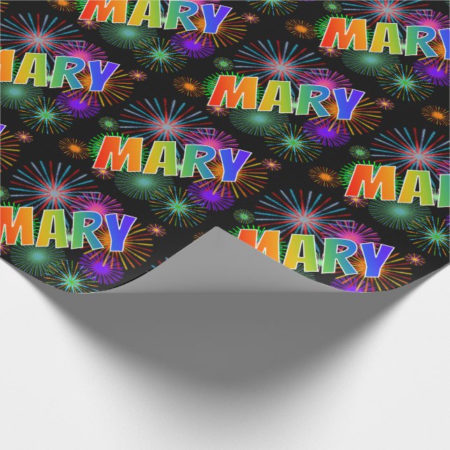 Rainbow Vorname "MARY" + Feuerwerk Geschenkpapier (Ecke)