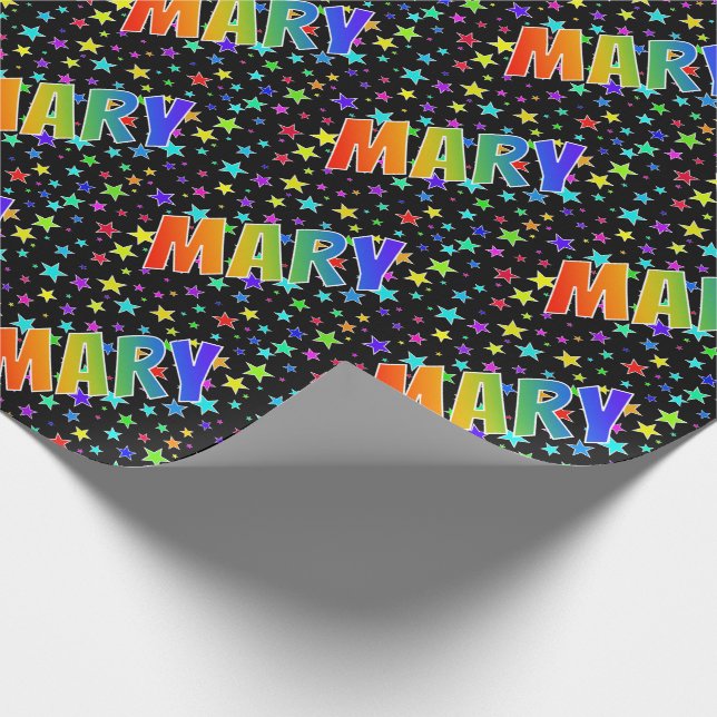 Rainbow Vorname "MARY" + Stars Geschenkpapier (Ecke)