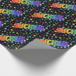Rainbow Vorname "MICHAEL" + Sterne Geschenkpapier