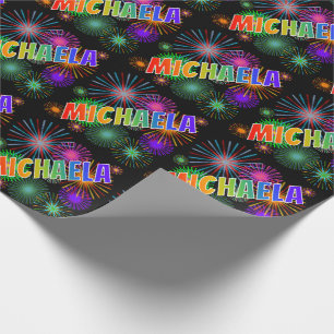 Rainbow Vorname "MICHAELA" + Feuerwerk Geschenkpapier