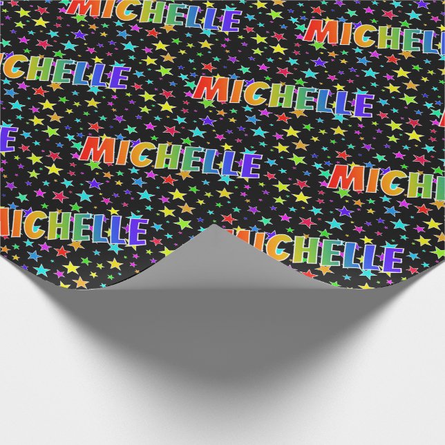 Rainbow Vorname "MICHELLE" + Sterne Geschenkpapier (Ecke)