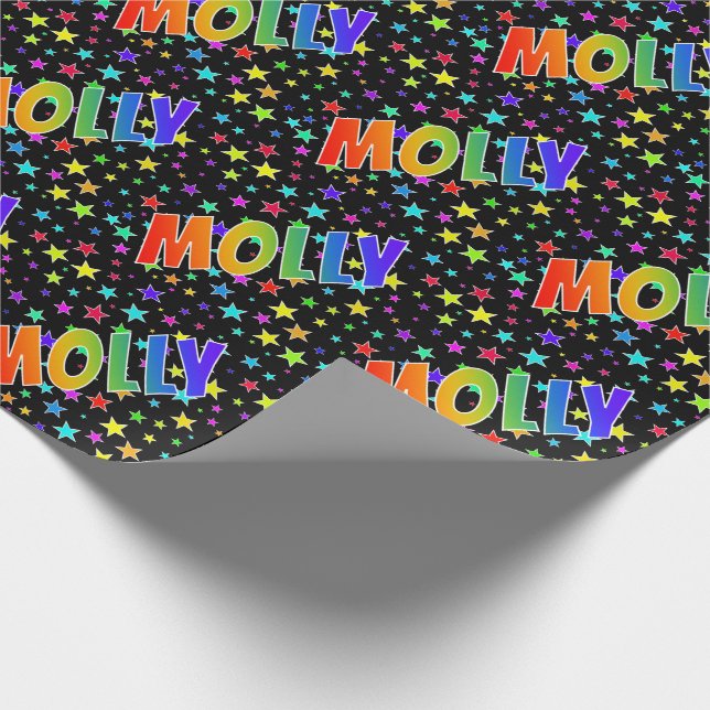 Rainbow Vorname "MOLLY" + Sterne Geschenkpapier (Ecke)