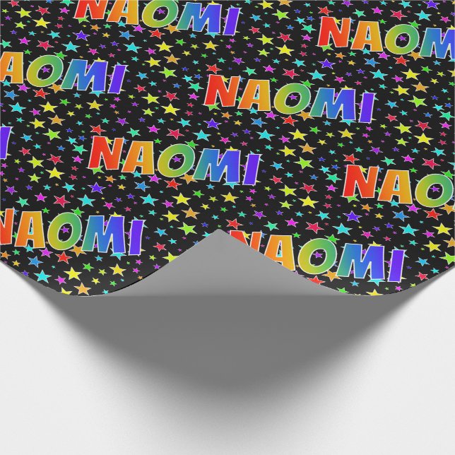 Rainbow Vorname "NAOMI" + Sterne Geschenkpapier (Ecke)