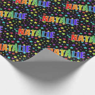 Rainbow Vorname "NATALIE" + Sterne Geschenkpapier