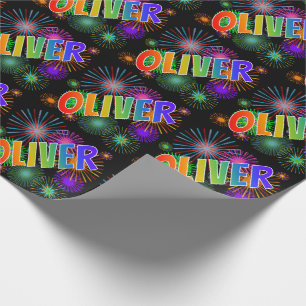 Rainbow Vorname "OLIVER" + Feuerwerk Geschenkpapier