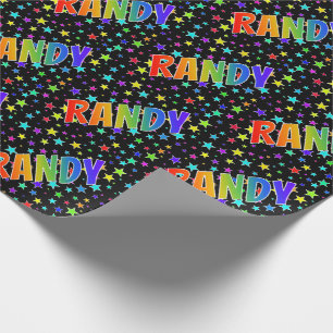 Rainbow Vorname "RANDY" + Sterne Geschenkpapier