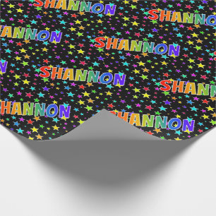 Rainbow Vorname "SHANNON" + Sterne Geschenkpapier