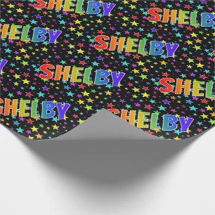 Rainbow Vorname "SHELBY" + Sterne Geschenkpapier