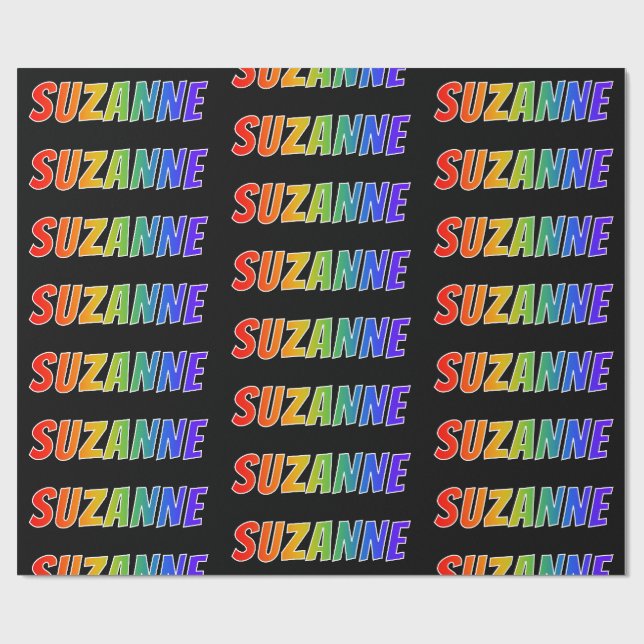 Rainbow Vorname "SUZANNE"; Fun & Colorful Geschenkpapier (Flach)