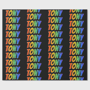 Rainbow Vorname "TONY"; Fun & Colorful Geschenkpapier