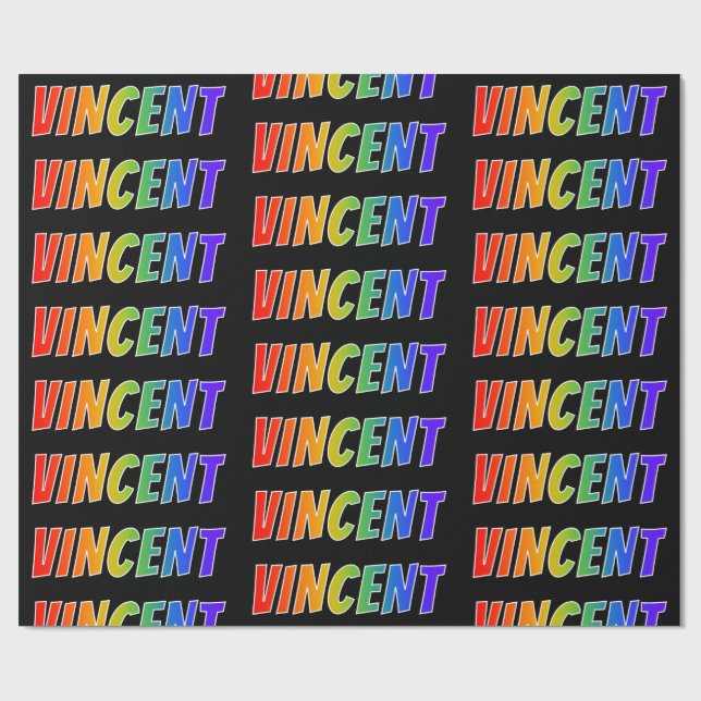 Rainbow Vorname "VINCENT"; Fun & Colorful Geschenkpapier (Flach)