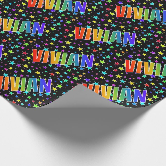 Rainbow Vorname "VIVIAN" + Sterne Geschenkpapier (Ecke)