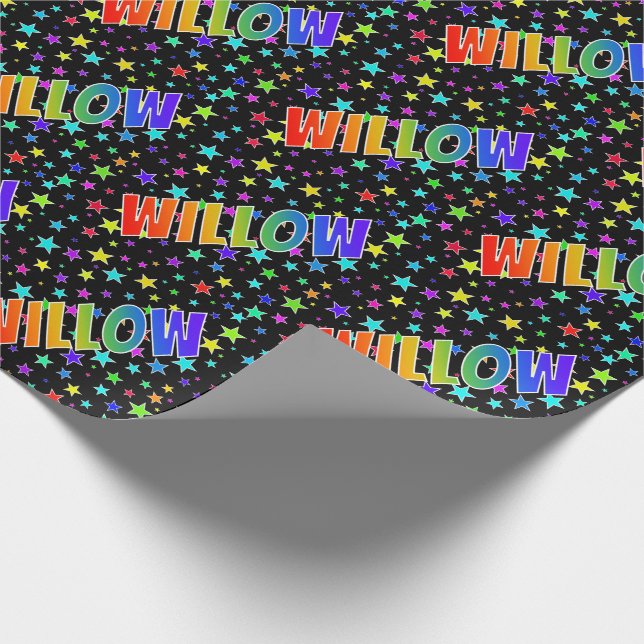 Rainbow Vorname "WILLOW" + Sterne Geschenkpapier (Ecke)