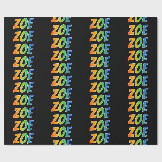 Rainbow Vorname "ZOE"; Fun & Colorful Geschenkpapier (Flach)