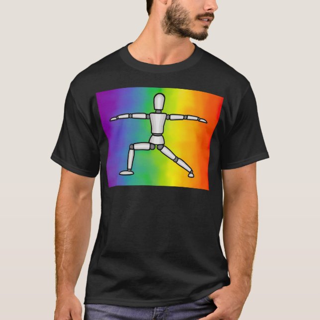 Rainbow Warrior 2 Yoga Pose T-Shirt (Vorderseite)