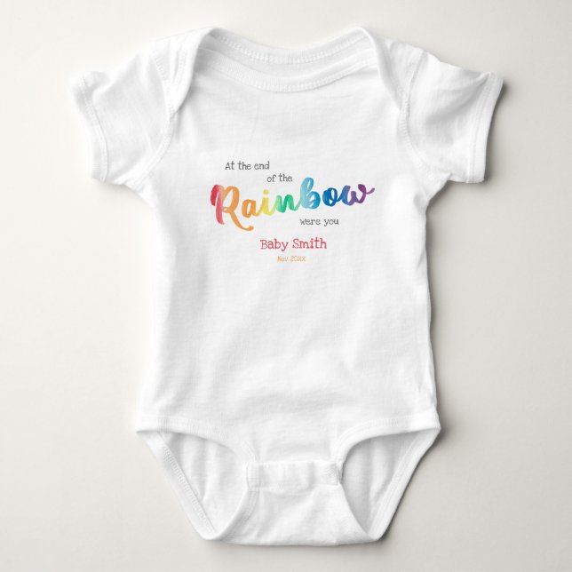 Rainbow Wassercolor, benutzerdefiniertes Fälligkei Baby Strampler (Vorderseite)