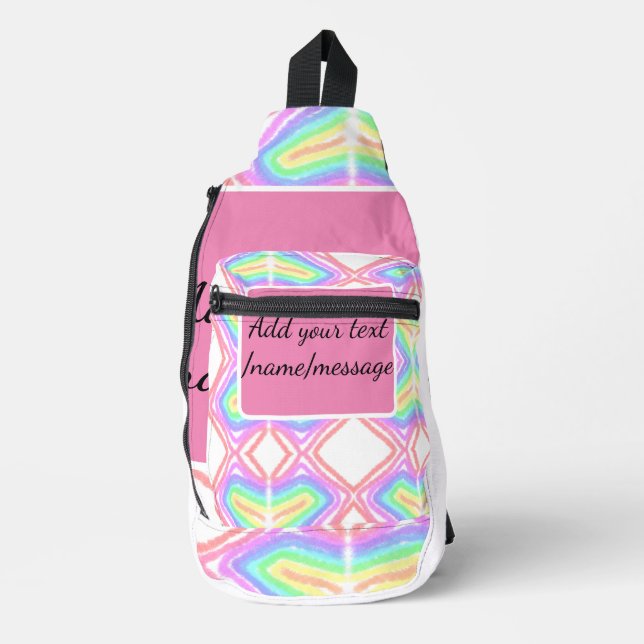 Rainbow-Wasserfarbe Hinzufügen von Namenstext Crossbody Bag (Vorderseite)