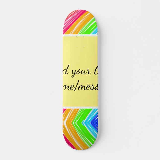 Rainbow-Wasserfarbe Hinzufügen von Namenstext Skateboard (Vorne)