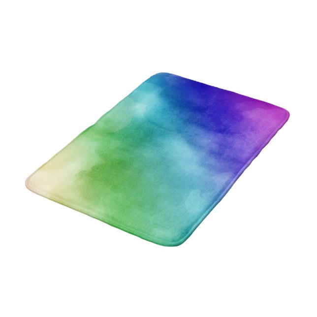 Rainbow Wasserfarben Badematte (Schrägansicht)