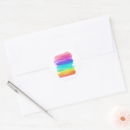 Rainbow Wasserfarben Moderne Kunst Name Colorado Runder Aufkleber