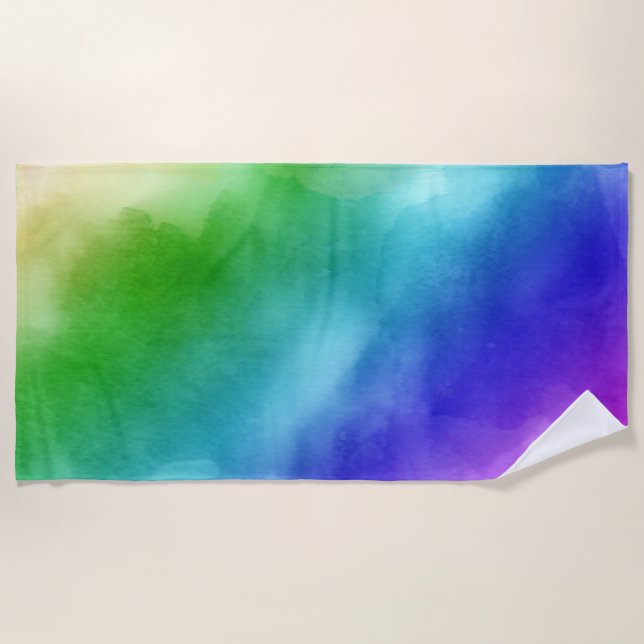 Rainbow Wasserfarben Strandtuch (Vorderseite)