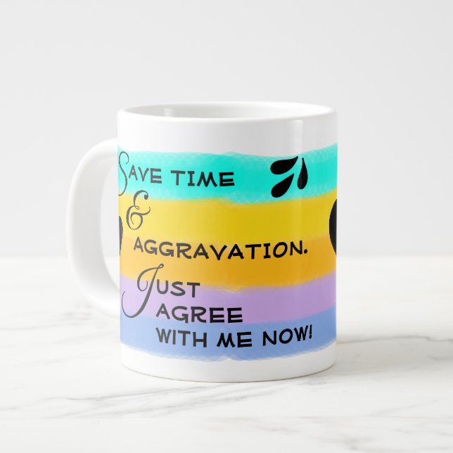 Rainbow-Wasserfarben und Sarcastic-Spaß Jumbo-Tasse (Vorderseite Links)