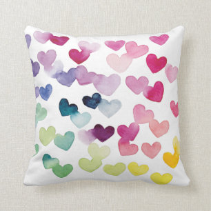 Rainbow Wasserfarbenherzen Liebe Kissen Kissen
