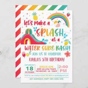 Rainbow Water Slide Anniversaire Invitation